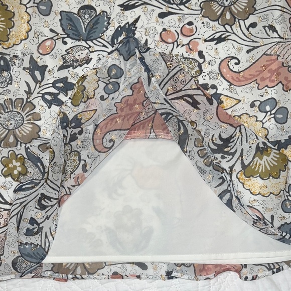 LOFT Floral Gold Shimmer Dress size petite small - Picture 5 of 5